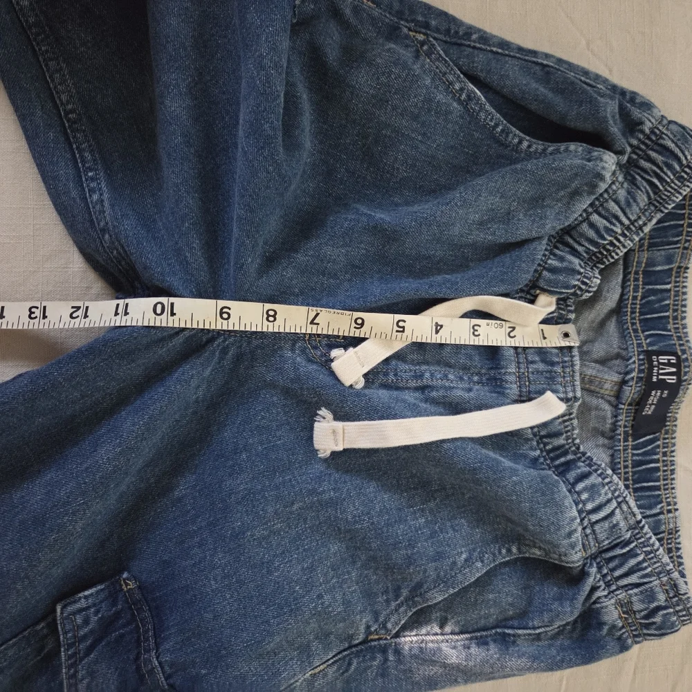 Gap High Rise Wide Leg Blue Denim Cargo Pants XS Womens Stretchy 26 Inch Waist - Picture 10 of 12